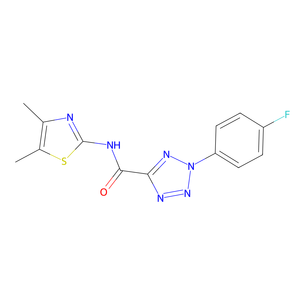 N-(4,5-dimethylthiazol-2-yl)-2-(4-fluorophenyl)-2H-tetrazole-5-carboxamide molecular structure, CAS 1396798-33-6