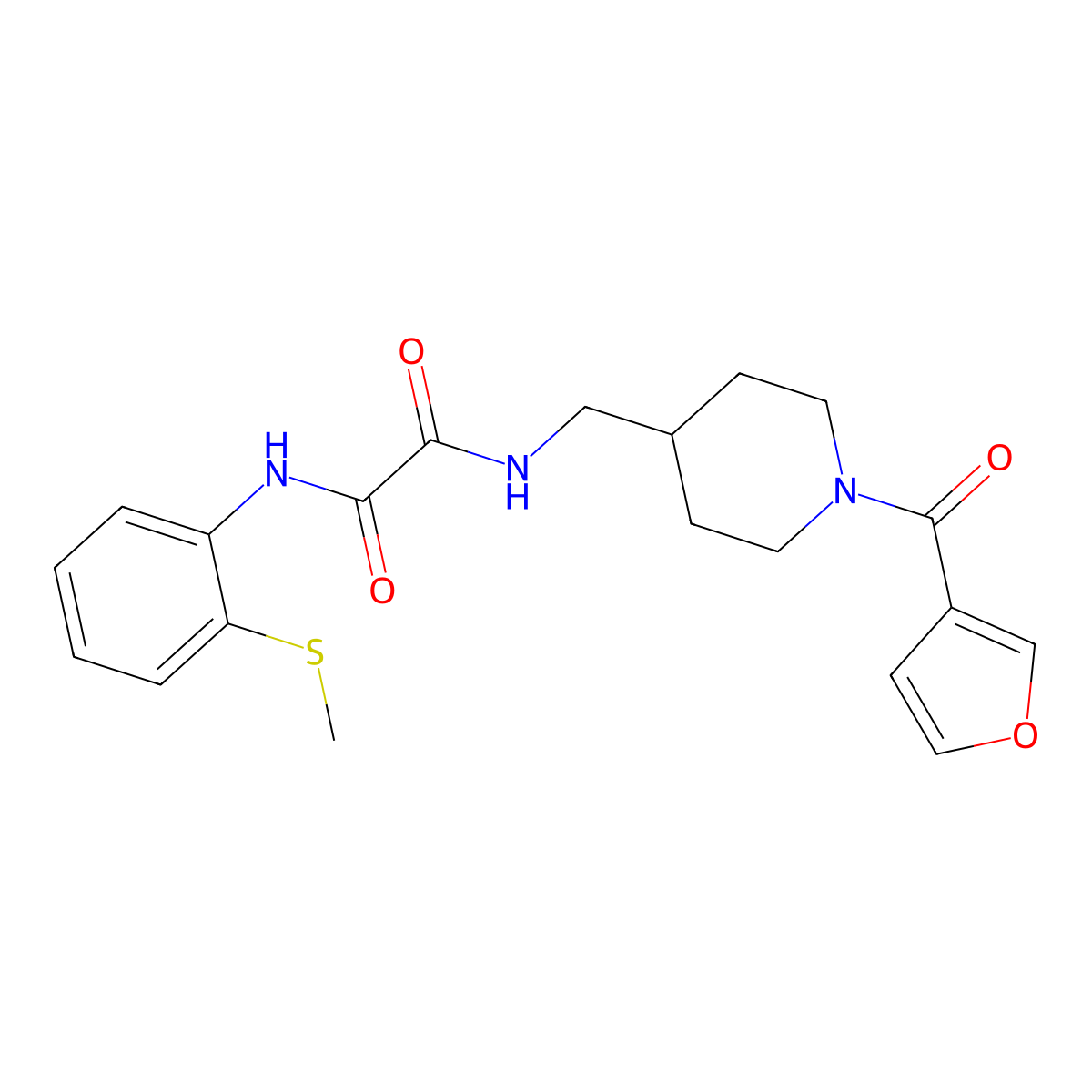 N1-((1-(furan-3-carbonyl)piperidin-4-yl)methyl)-N2-(2-(methylthio)phenyl)oxalamide molecular structure, CAS 1396798-34-7