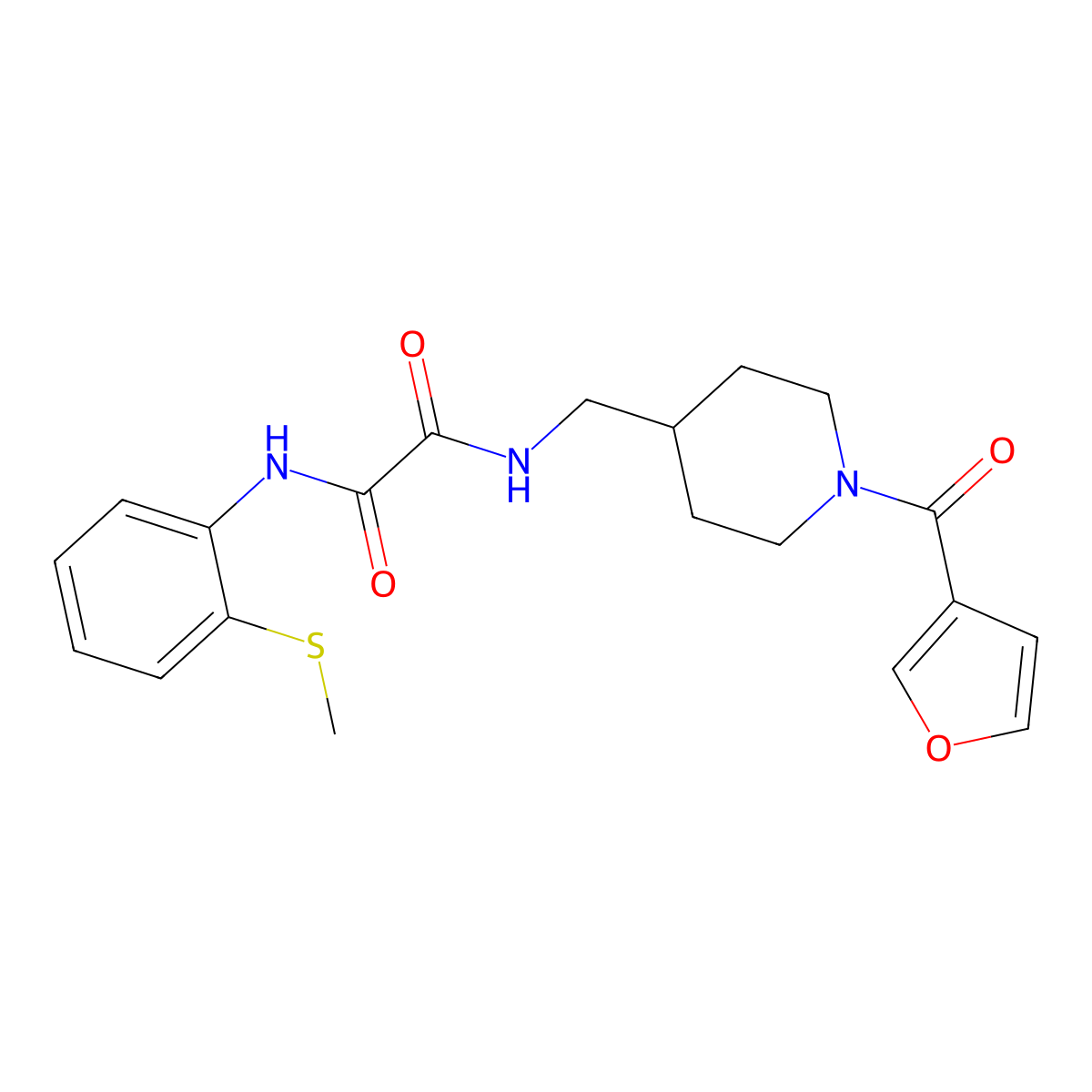 N1-((1-(furan-3-carbonyl)piperidin-4-yl)methyl)-N2-(2-(methylthio)phenyl)oxalamide molecular structure, CAS 1396798-34-7