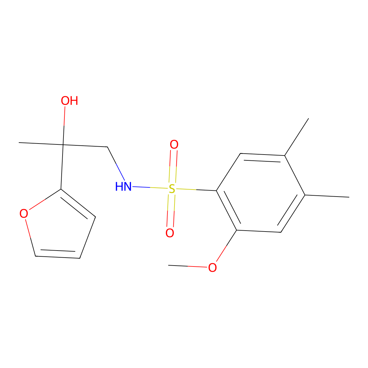 N-(2-(furan-2-yl)-2-hydroxypropyl)-2-methoxy-4,5-dimethylbenzenesulfonamide molecular structure, CAS 1396798-35-8