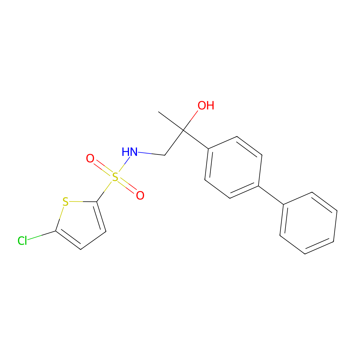 N-(2-{[1,1'-biphenyl]-4-yl}-2-hydroxypropyl)-5-chlorothiophene-2-sulfonamide molecular structure, CAS 1396798-36-9
