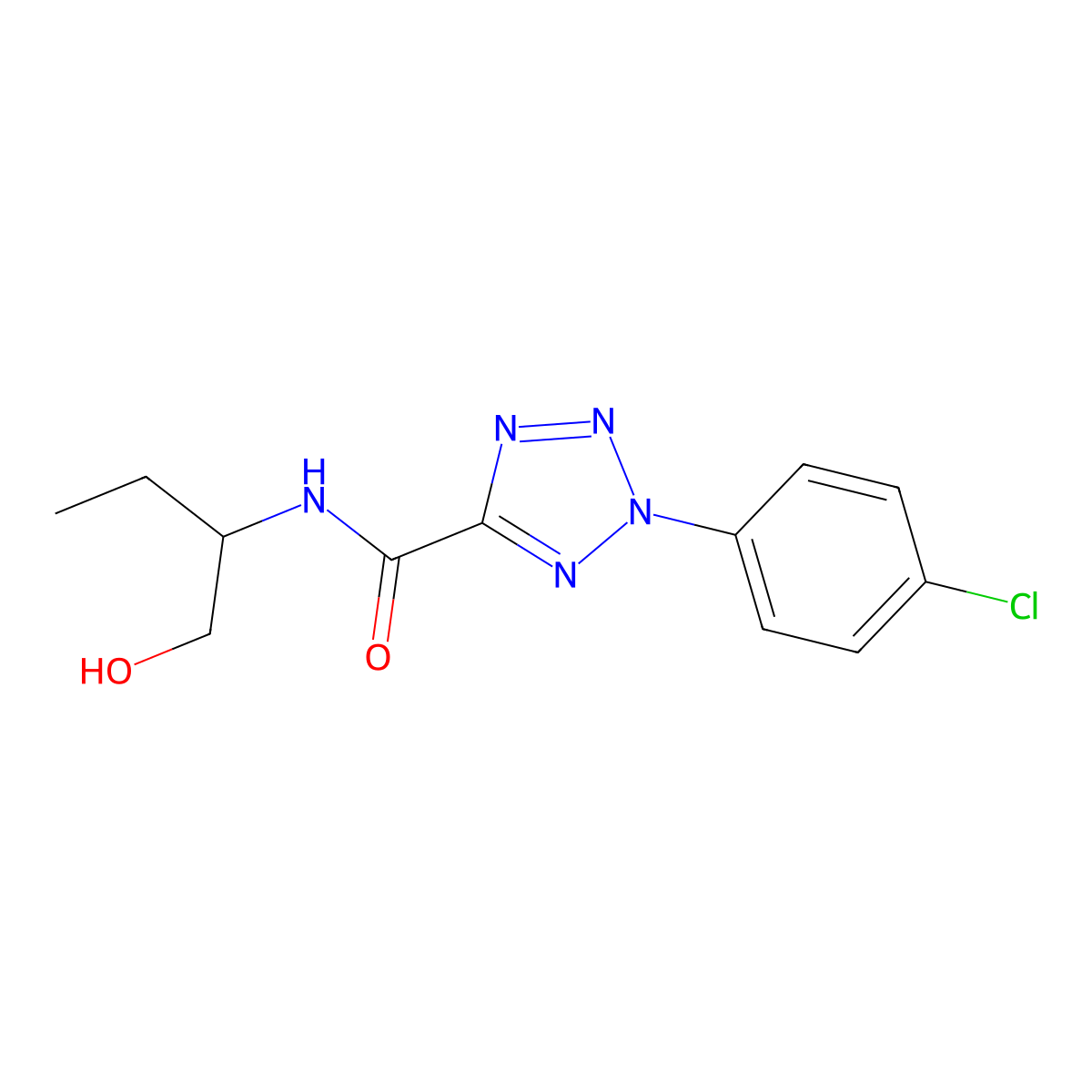 2-(4-chlorophenyl)-N-(1-hydroxybutan-2-yl)-2H-tetrazole-5-carboxamide molecular structure, CAS 1396798-41-6