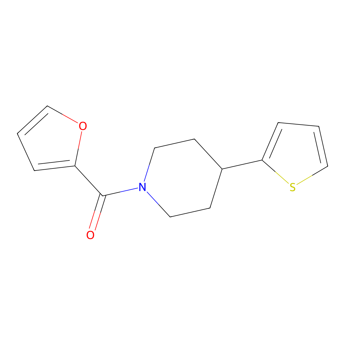 Furan-2-yl(4-(thiophen-2-yl)piperidin-1-yl)methanone molecular structure, CAS 1396798-44-9