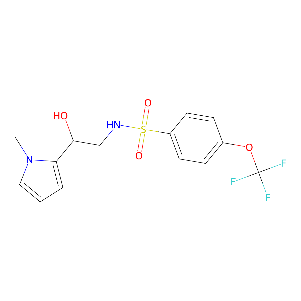 N-(2-hydroxy-2-(1-methyl-1H-pyrrol-2-yl)ethyl)-4-(trifluoromethoxy)benzenesulfonamide molecular structure, CAS 1396798-46-1