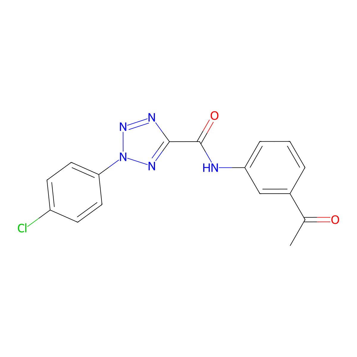 N-(3-acetylphenyl)-2-(4-chlorophenyl)-2H-tetrazole-5-carboxamide molecular structure, CAS 1396798-49-4