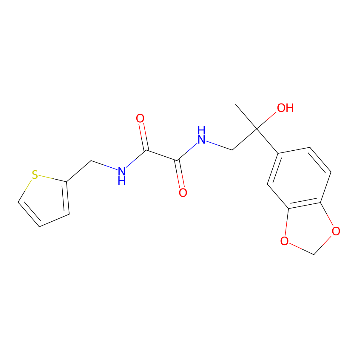 N1-(2-(benzo[d][1,3]dioxol-5-yl)-2-hydroxypropyl)-N2-(thiophen-2-ylmethyl)oxalamide molecular structure, CAS 1396798-51-8