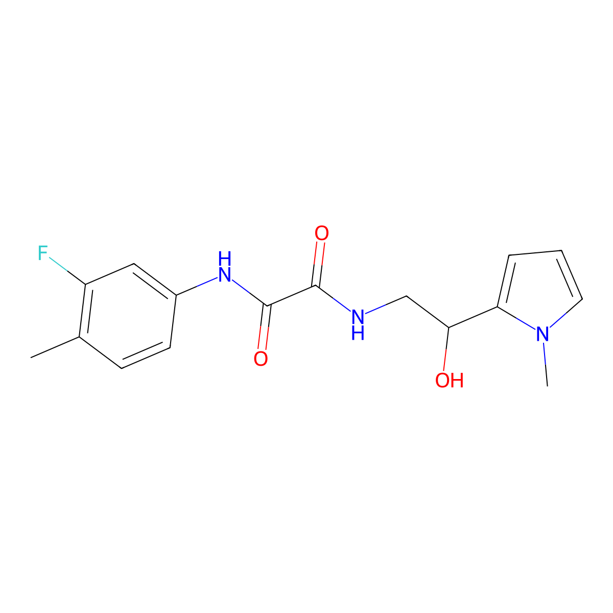 N1-(3-fluoro-4-methylphenyl)-N2-(2-hydroxy-2-(1-methyl-1H-pyrrol-2-yl)ethyl)oxalamide molecular structure, CAS 1396798-52-9