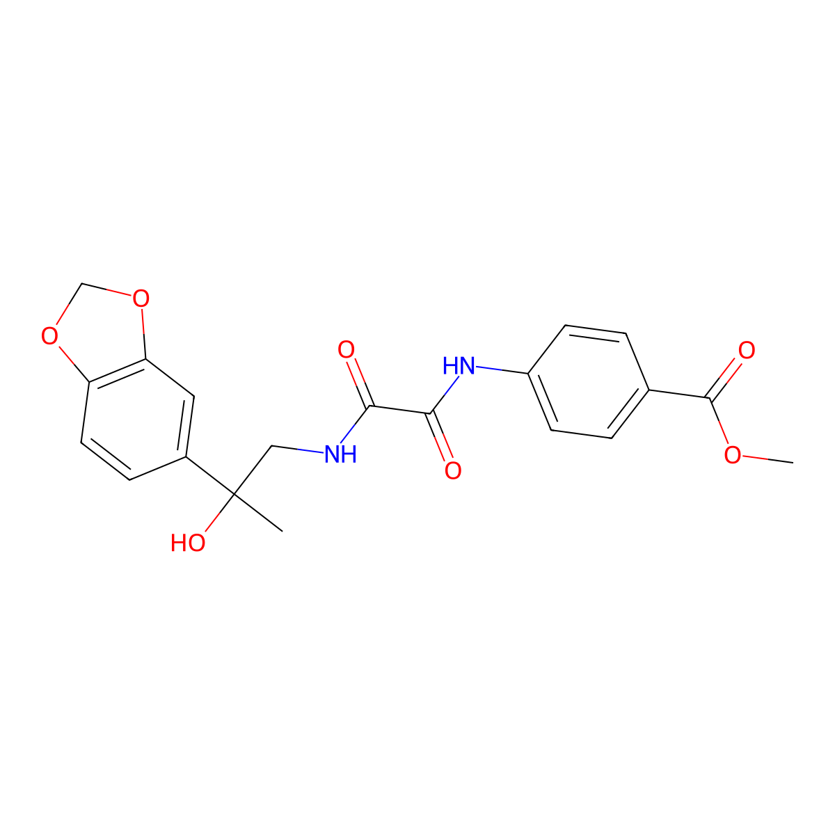 Methyl 4-(2-((2-(benzo[d][1,3]dioxol-5-yl)-2-hydroxypropyl)amino)-2-oxoacetamido)benzoate molecular structure, CAS 1396798-56-3