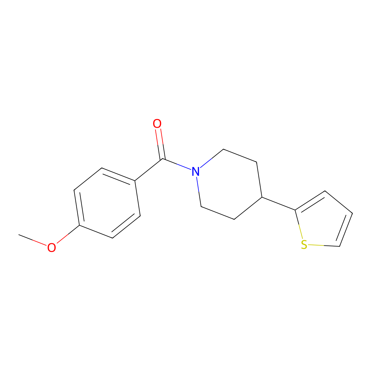 (4-Methoxyphenyl)(4-(thiophen-2-yl)piperidin-1-yl)methanone molecular structure, CAS 1396798-58-5
