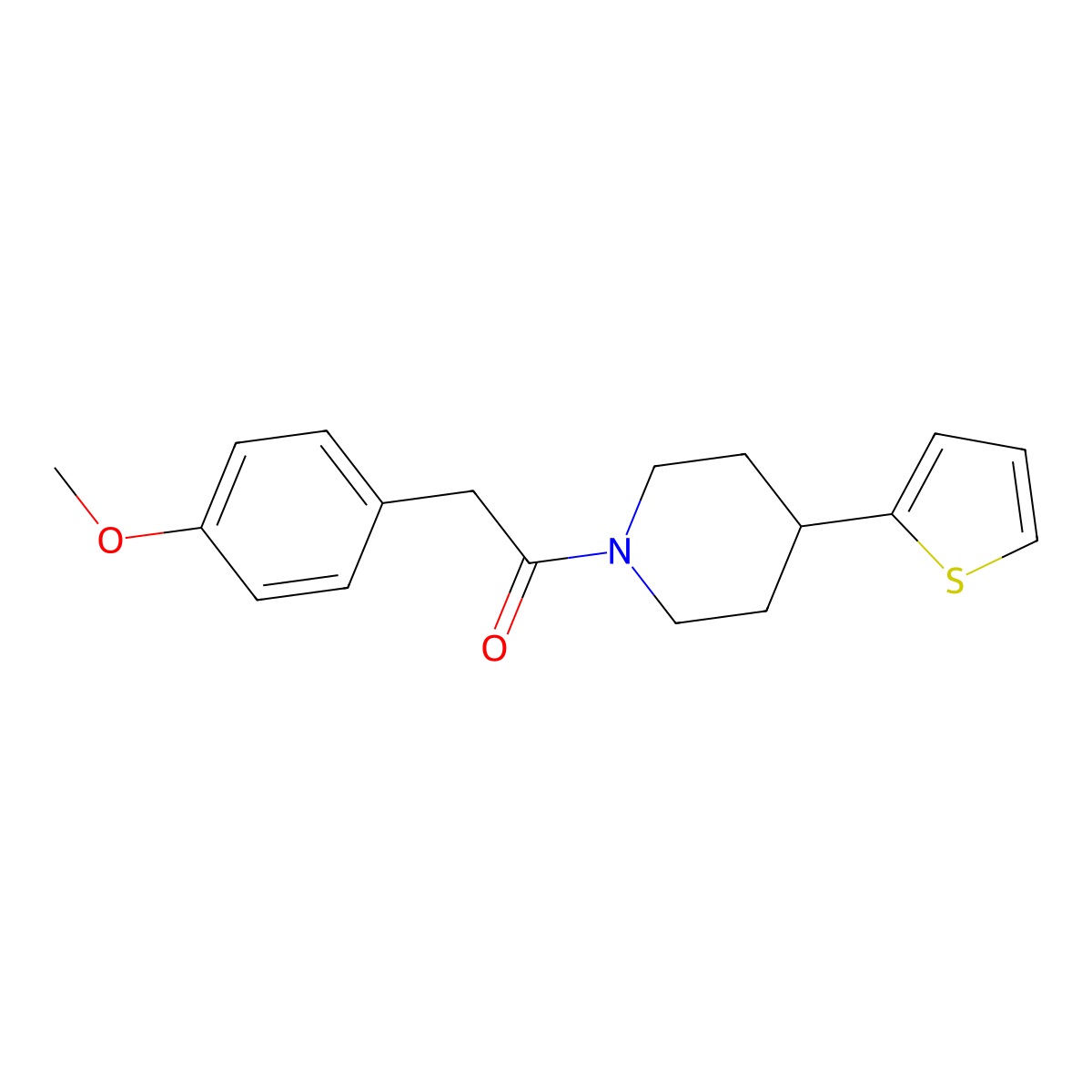 2-(4-Methoxyphenyl)-1-(4-(thiophen-2-yl)piperidin-1-yl)ethanone molecular structure, CAS 1396798-62-1