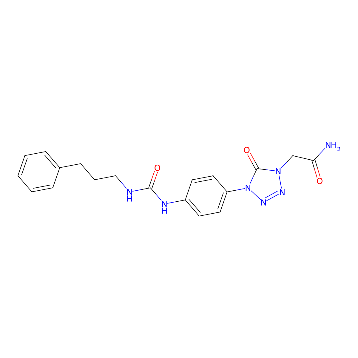 2-(5-oxo-4-(4-(3-(3-phenylpropyl)ureido)phenyl)-4,5-dihydro-1H-tetrazol-1-yl)acetamide molecular structure, CAS 1396798-66-5