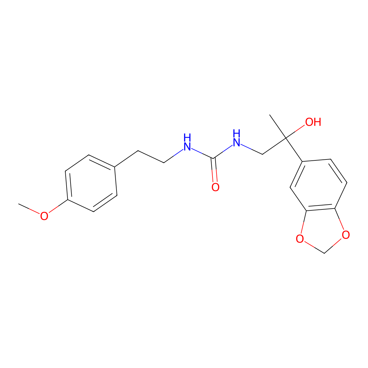 1-(2-(Benzo[d][1,3]dioxol-5-yl)-2-hydroxypropyl)-3-(4-methoxyphenethyl)urea molecular structure, CAS 1396798-67-6