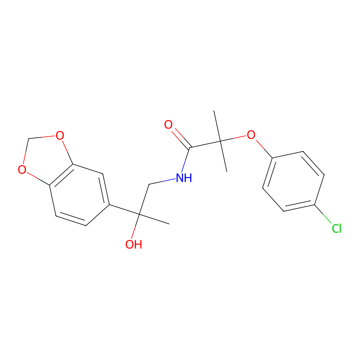 N-(2-(benzo[d][1,3]dioxol-5-yl)-2-hydroxypropyl)-2-(4-chlorophenoxy)-2-methylpropanamide molecular structure, CAS 1396798-70-1