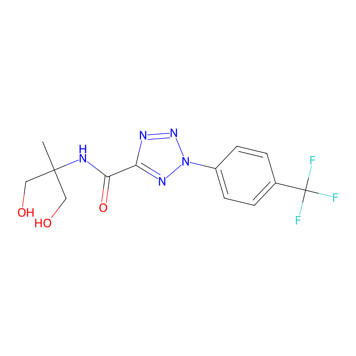 N-(1,3-dihydroxy-2-methylpropan-2-yl)-2-(4-(trifluoromethyl)phenyl)-2H-tetrazole-5-carboxamide molecular structure, CAS 1396798-71-2