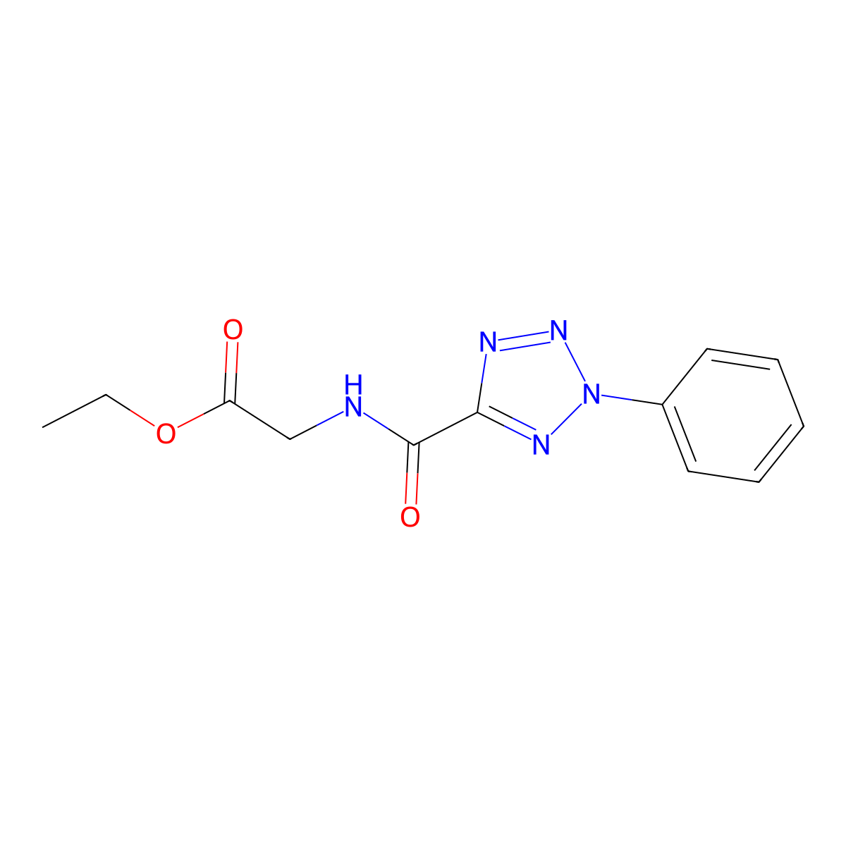 ethyl 2-(2-phenyl-2H-tetrazole-5-carboxamido)acetate molecular structure, CAS 1396798-75-6