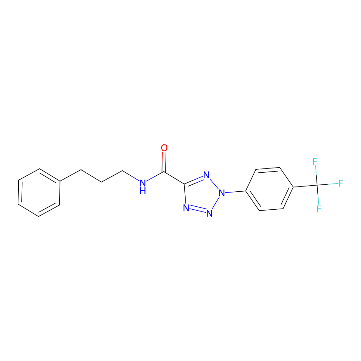 N-(3-phenylpropyl)-2-(4-(trifluoromethyl)phenyl)-2H-tetrazole-5-carboxamide molecular structure, CAS 1396798-80-3