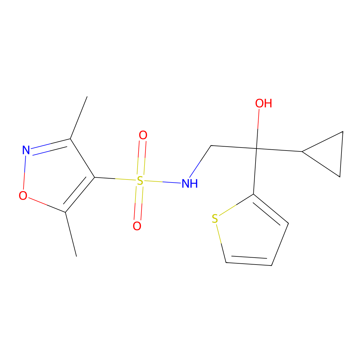 N-(2-cyclopropyl-2-hydroxy-2-(thiophen-2-yl)ethyl)-3,5-dimethylisoxazole-4-sulfonamide molecular structure, CAS 1396798-83-6