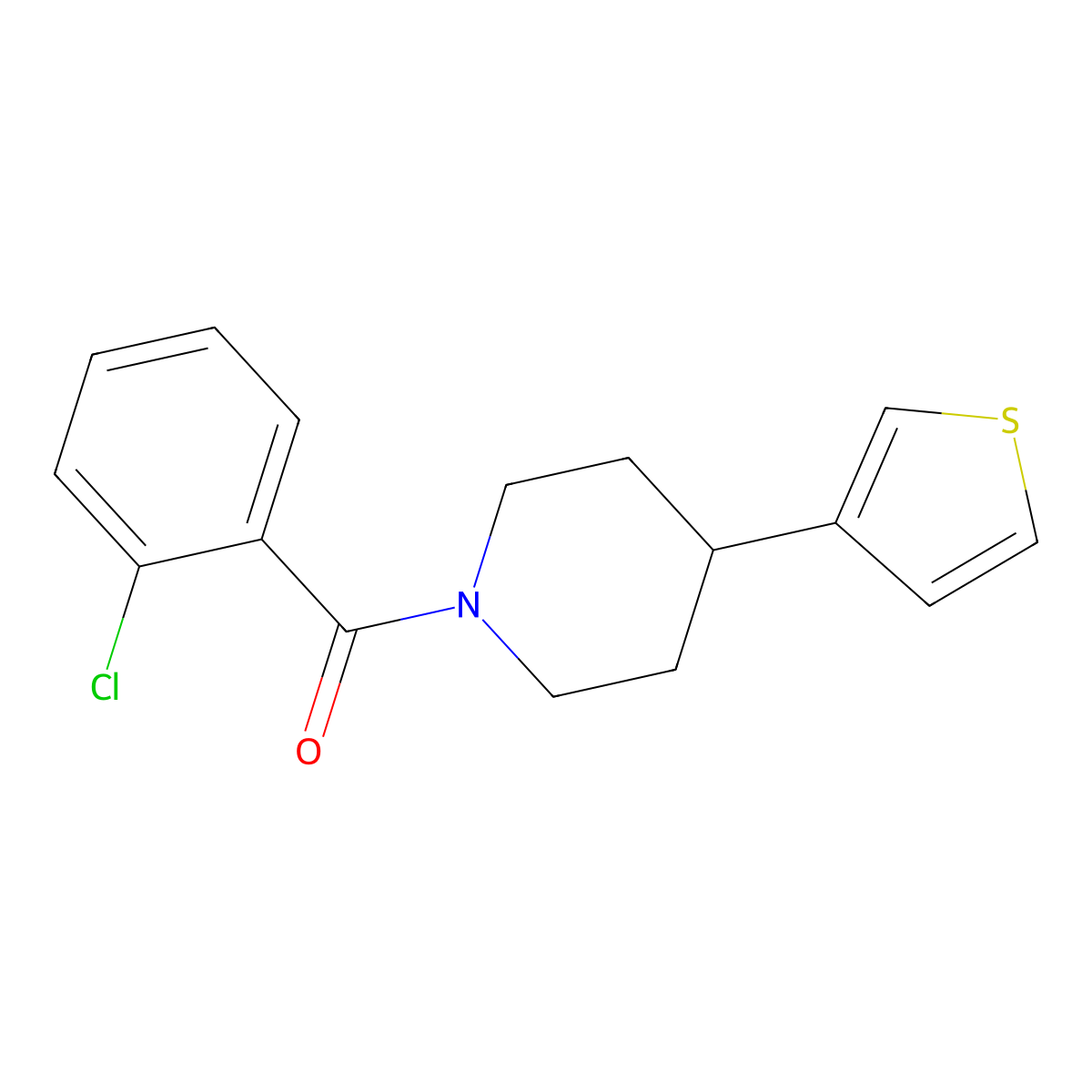 (2-Chlorophenyl)(4-(thiophen-3-yl)piperidin-1-yl)methanone molecular structure, CAS 1396798-85-8