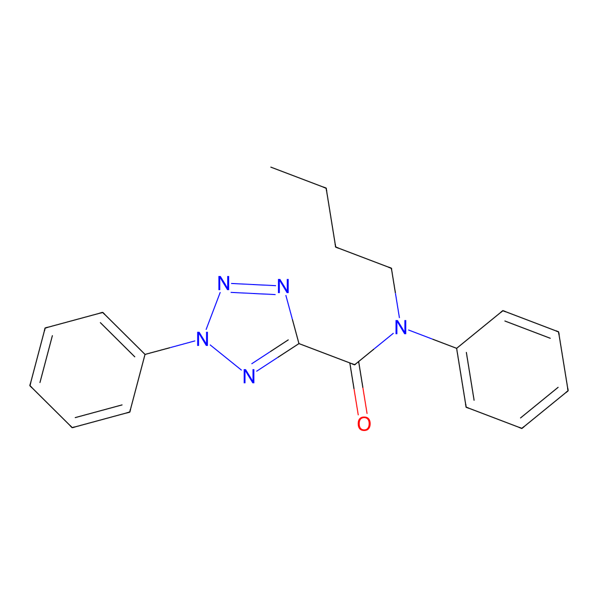 N-butyl-N,2-diphenyl-2H-tetrazole-5-carboxamide molecular structure, CAS 1396798-90-5