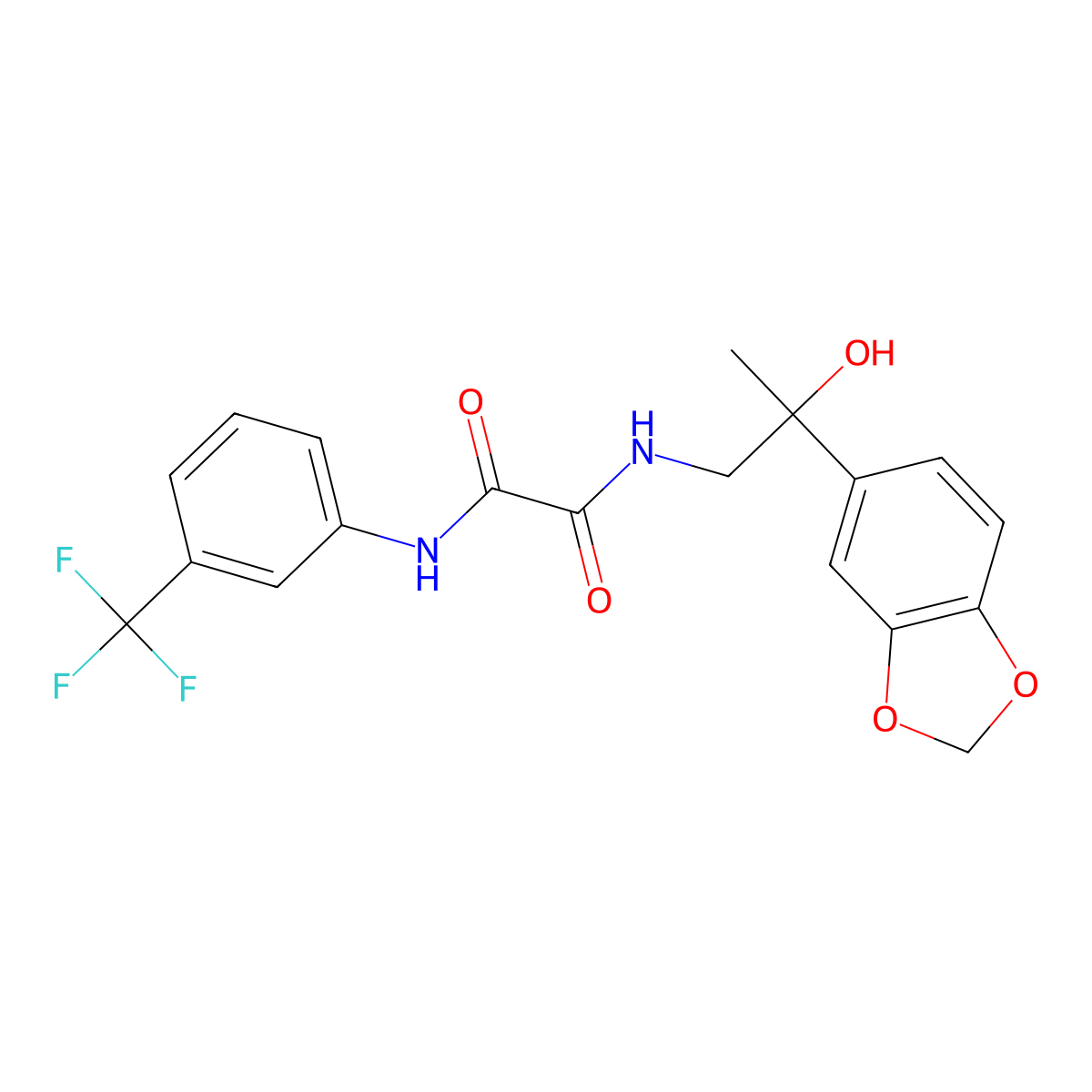 N1-(2-(benzo[d][1,3]dioxol-5-yl)-2-hydroxypropyl)-N2-(3-(trifluoromethyl)phenyl)oxalamide molecular structure, CAS 1396798-93-8