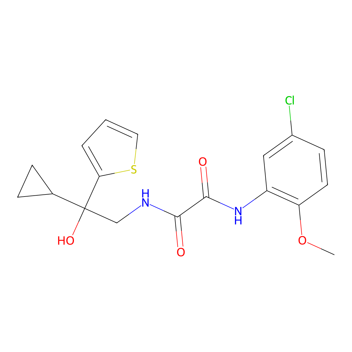N1-(5-chloro-2-methoxyphenyl)-N2-(2-cyclopropyl-2-hydroxy-2-(thiophen-2-yl)ethyl)oxalamide molecular structure, CAS 1396798-98-3