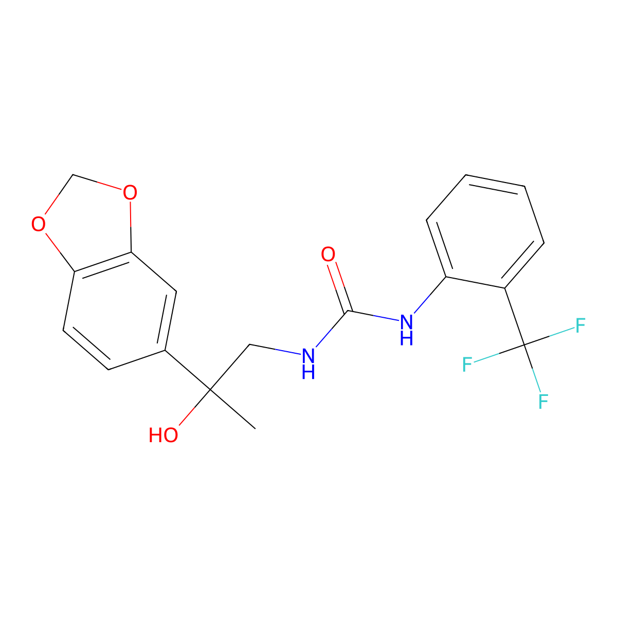1-(2-(Benzo[d][1,3]dioxol-5-yl)-2-hydroxypropyl)-3-(2-(trifluoromethyl)phenyl)urea molecular structure, CAS 1396799-02-2