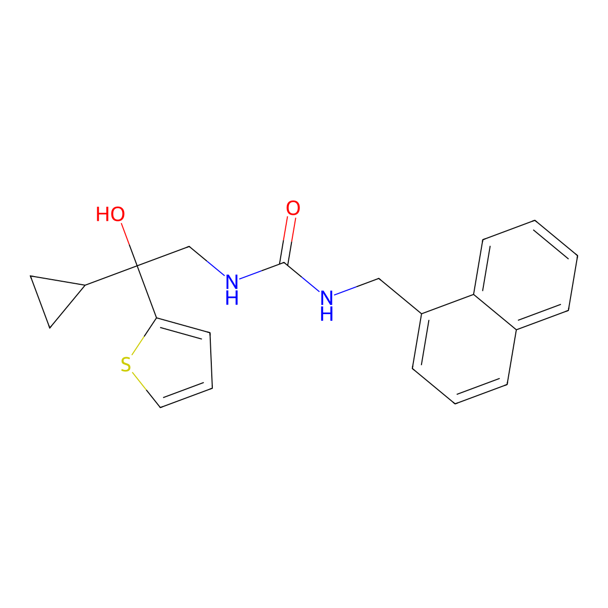 1-(2-Cyclopropyl-2-hydroxy-2-(thiophen-2-yl)ethyl)-3-(naphthalen-1-ylmethyl)urea molecular structure, CAS 1396799-08-8