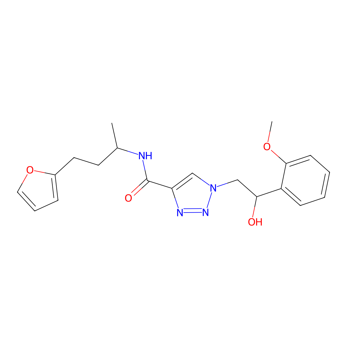 N-[3-(2-furyl)-1-methylpropyl]-1-[2-hydroxy-2-(2-methoxyphenyl)ethyl]-1H-1,2,3-triazole-4-carboxamide molecular structure, CAS 1396799-12-4