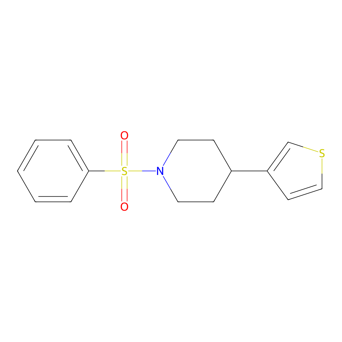 1-(Phenylsulfonyl)-4-(thiophen-3-yl)piperidine molecular structure, CAS 1396799-14-6