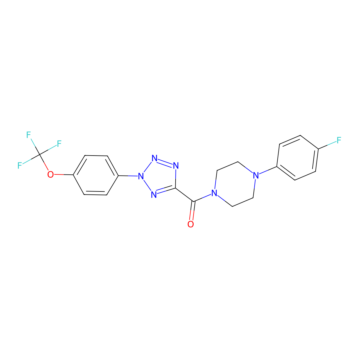 (4-(4-fluorophenyl)piperazin-1-yl)(2-(4-(trifluoromethoxy)phenyl)-2H-tetrazol-5-yl)methanone molecular structure, CAS 1396799-15-7
