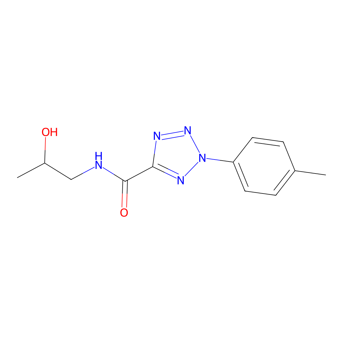 N-(2-hydroxypropyl)-2-(p-tolyl)-2H-tetrazole-5-carboxamide molecular structure, CAS 1396799-16-8