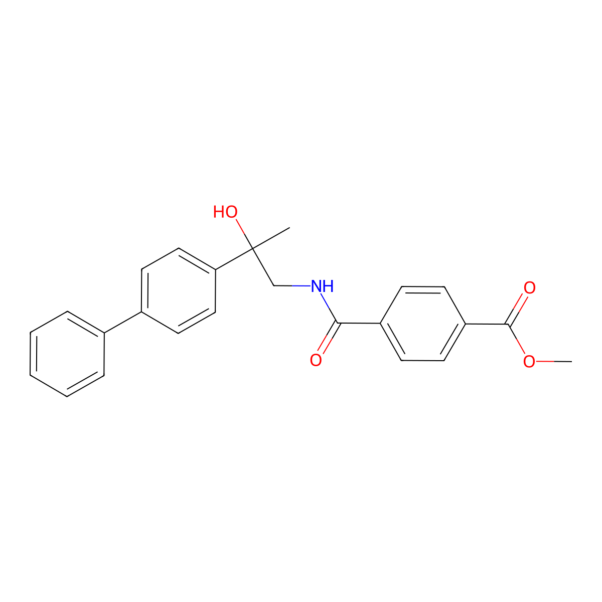 Methyl 4-[(2-{[1,1'-biphenyl]-4-yl}-2-hydroxypropyl)carbamoyl]benzoate molecular structure, CAS 1396799-24-8