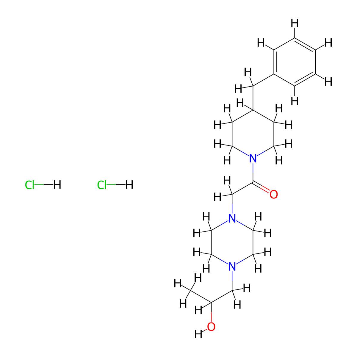 1-(4-Benzylpiperidin-1-yl)-2-(4-(2-hydroxypropyl)piperazin-1-yl)ethanone dihydrochloride molecular structure, CAS 1396799-25-9