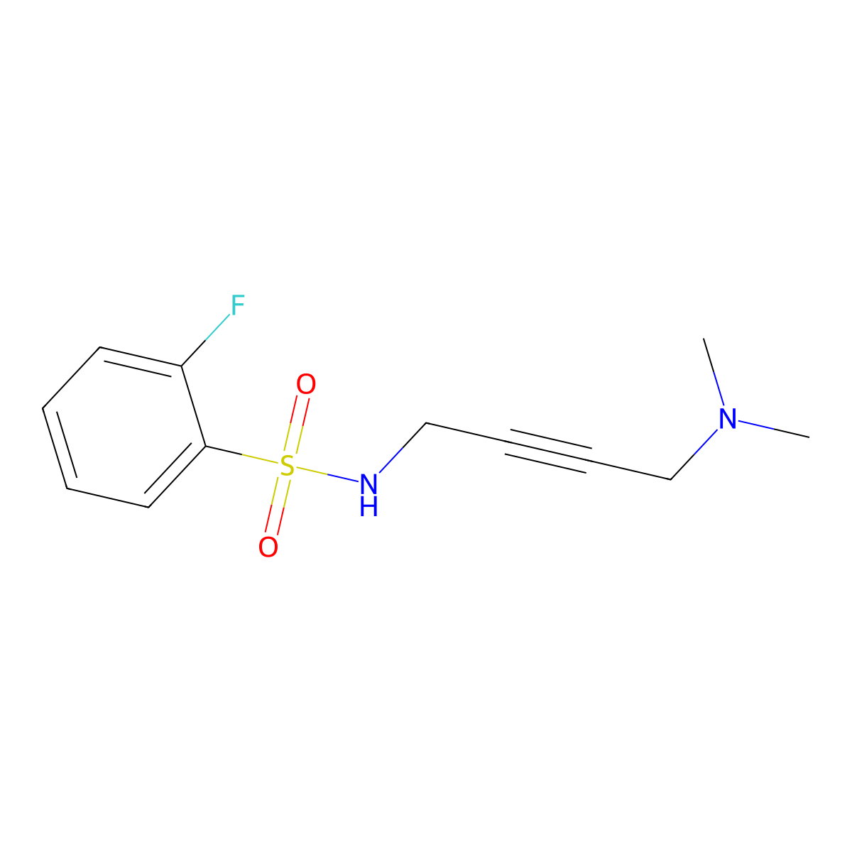 N-(4-(dimethylamino)but-2-yn-1-yl)-2-fluorobenzenesulfonamide molecular structure, CAS 1396799-26-0