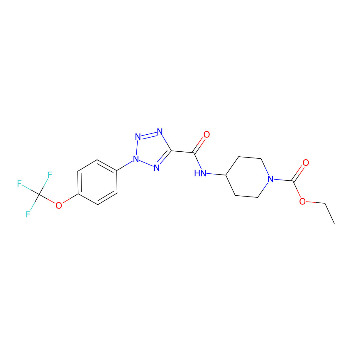 ethyl 4-{2-[4-(trifluoromethoxy)phenyl]-2H-1,2,3,4-tetrazole-5-amido}piperidine-1-carboxylate molecular structure, CAS 1396799-27-1