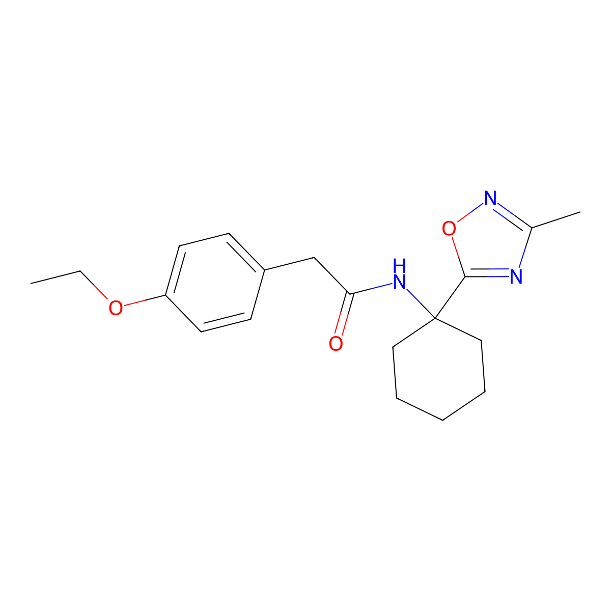 2-(4-ethoxyphenyl)-N-[1-(3-methyl-1,2,4-oxadiazol-5-yl)cyclohexyl]acetamide molecular structure, CAS 1396799-30-6