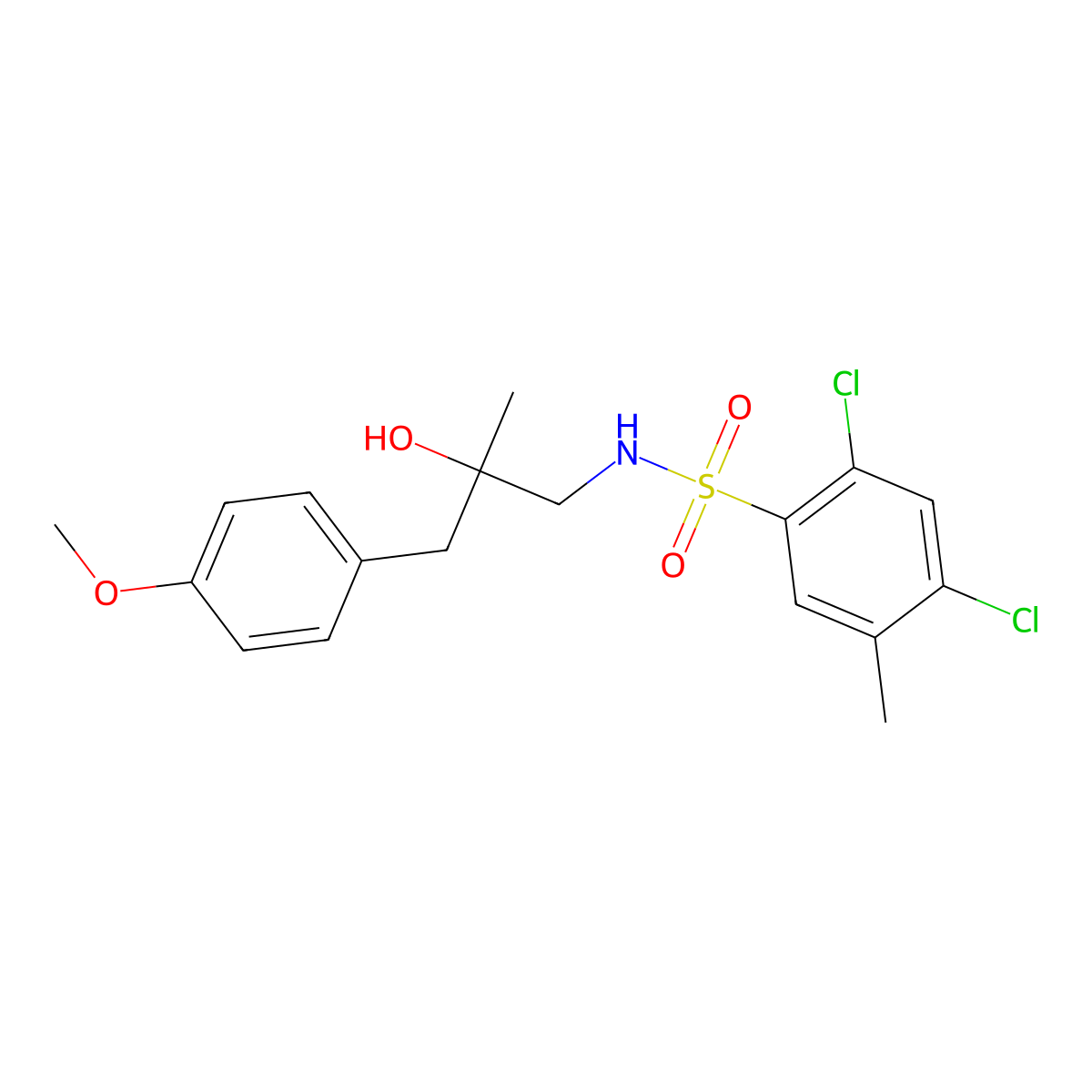 2,4-dichloro-N-(2-hydroxy-3-(4-methoxyphenyl)-2-methylpropyl)-5-methylbenzenesulfonamide molecular structure, CAS 1396799-31-7