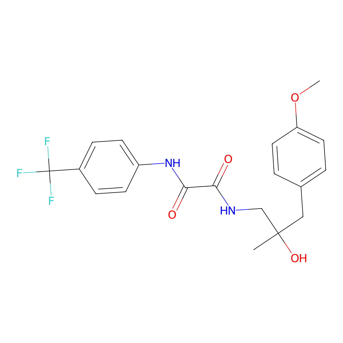N1-(2-hydroxy-3-(4-methoxyphenyl)-2-methylpropyl)-N2-(4-(trifluoromethyl)phenyl)oxalamide molecular structure, CAS 1396799-38-4