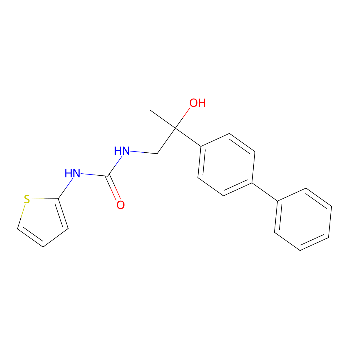 1-(2-([1,1'-Biphenyl]-4-yl)-2-hydroxypropyl)-3-(thiophen-2-yl)urea molecular structure, CAS 1396799-44-2
