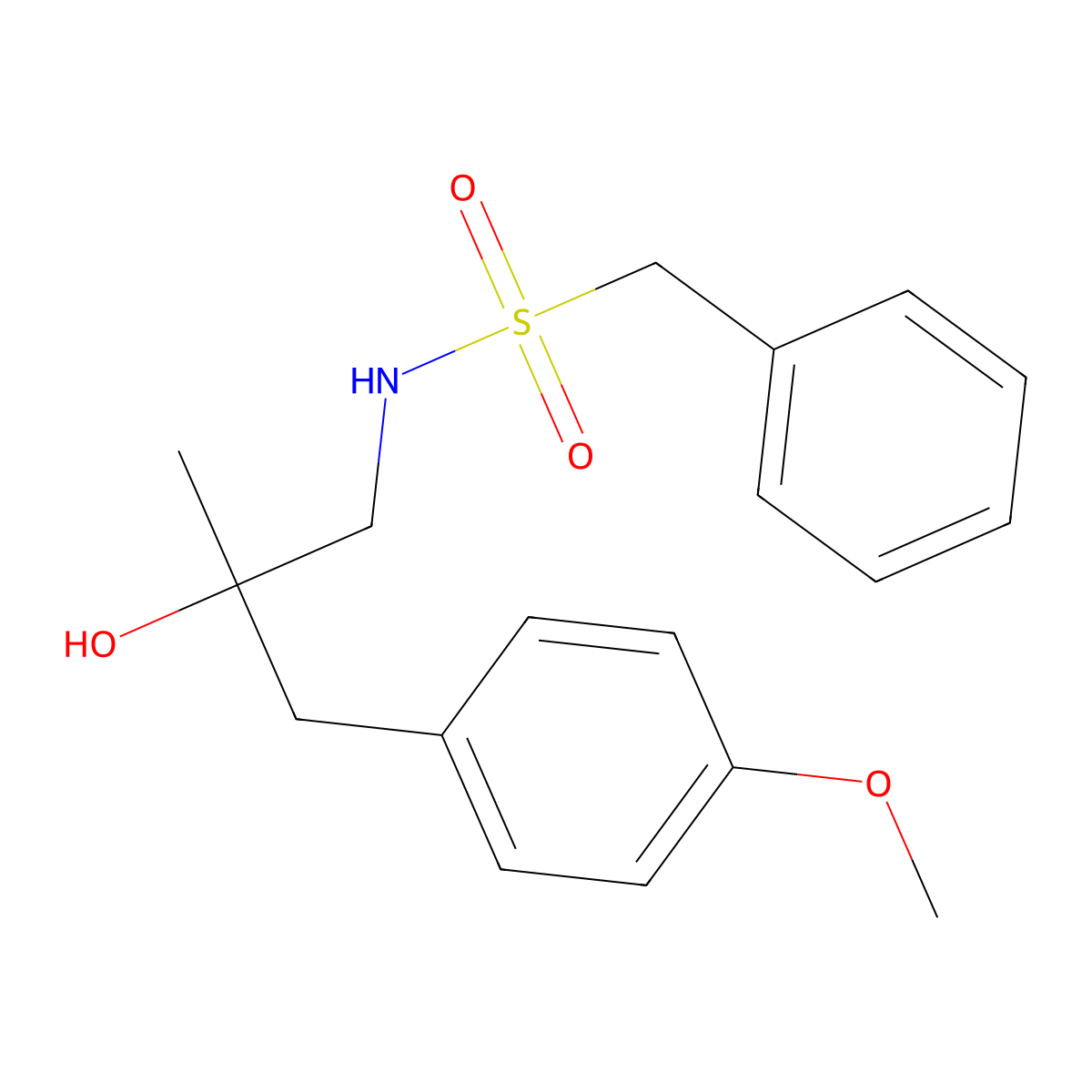 N-(2-hydroxy-3-(4-methoxyphenyl)-2-methylpropyl)-1-phenylmethanesulfonamide molecular structure, CAS 1396799-46-4