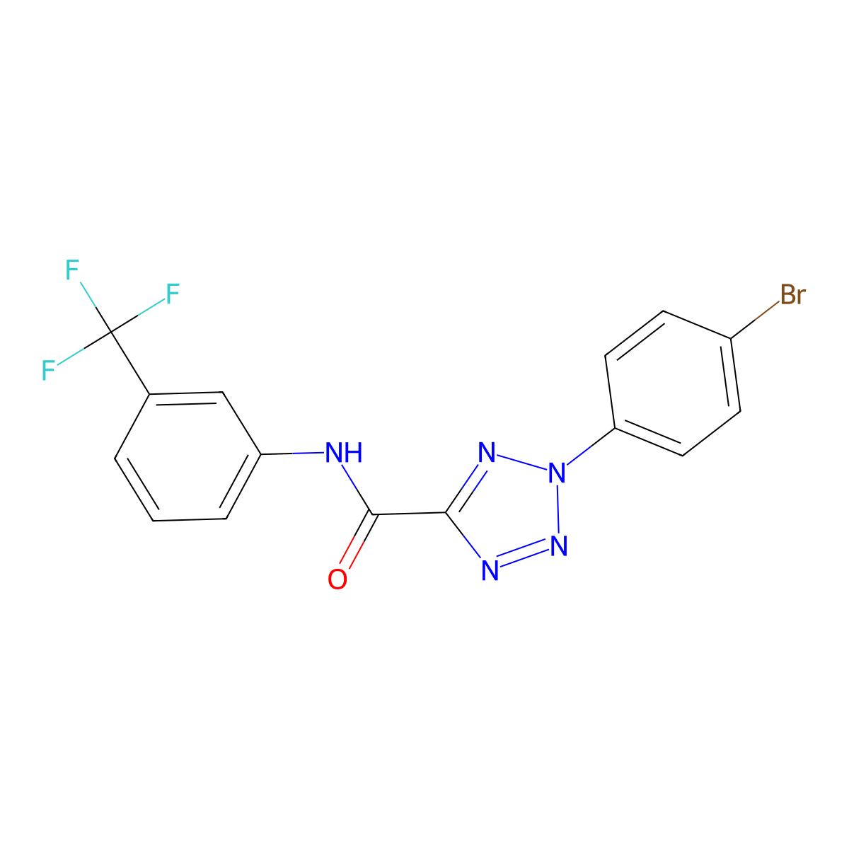 2-(4-bromophenyl)-N-(3-(trifluoromethyl)phenyl)-2H-tetrazole-5-carboxamide molecular structure, CAS 1396799-47-5