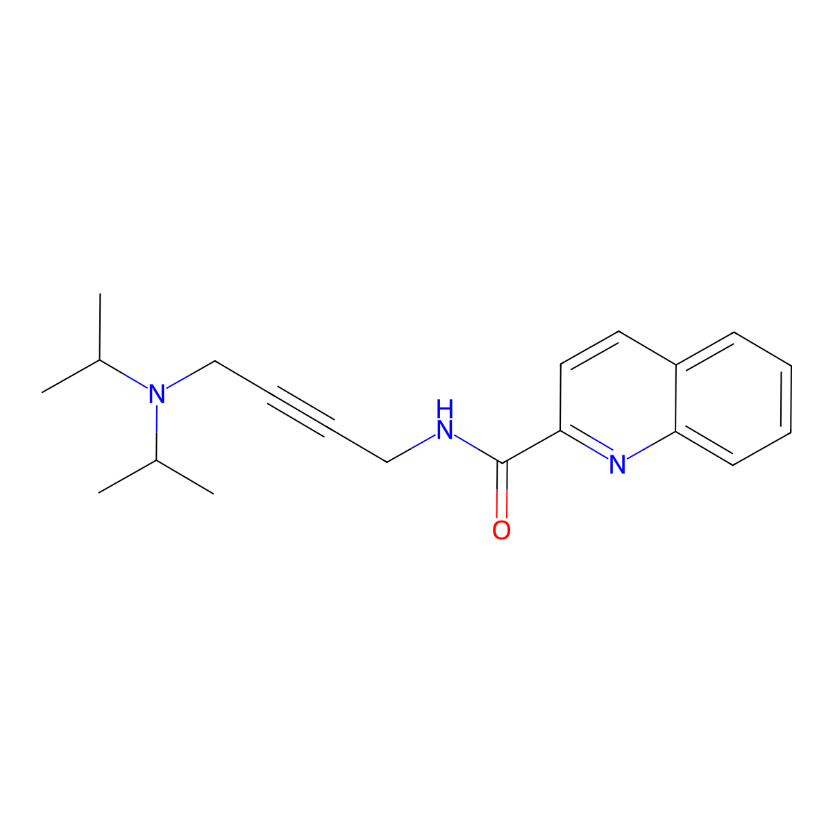N-(4-(diisopropylamino)but-2-yn-1-yl)quinoline-2-carboxamide molecular structure, CAS 1396799-55-5