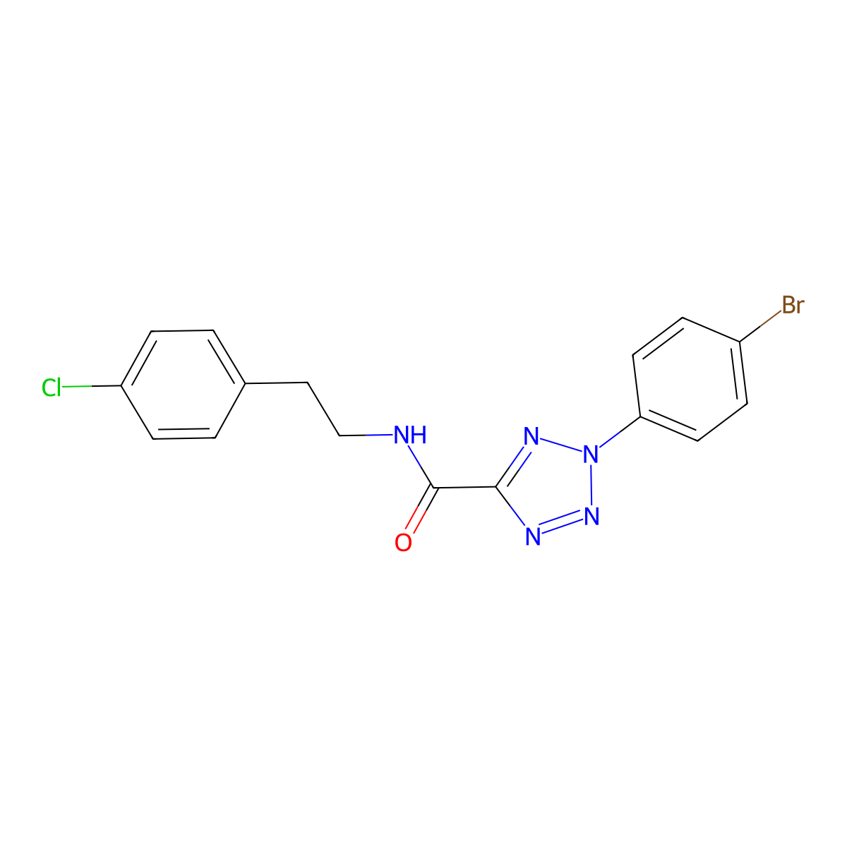 2-(4-bromophenyl)-N-(4-chlorophenethyl)-2H-tetrazole-5-carboxamide molecular structure, CAS 1396799-57-7