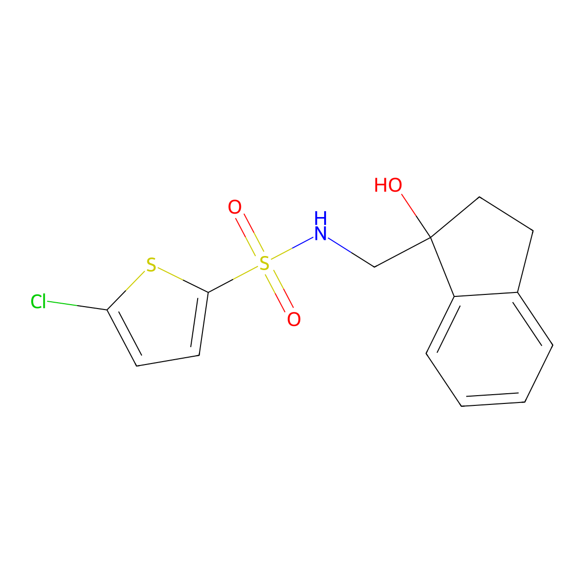 5-chloro-N-[(1-hydroxy-2,3-dihydro-1H-inden-1-yl)methyl]thiophene-2-sulfonamide molecular structure, CAS 1396799-58-8
