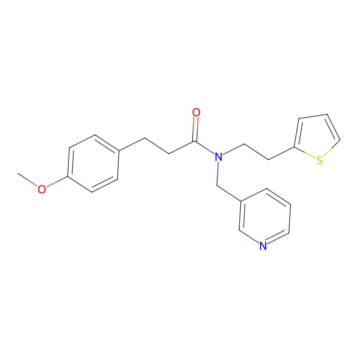 3-(4-methoxyphenyl)-N-(pyridin-3-ylmethyl)-N-(2-(thiophen-2-yl)ethyl)propanamide molecular structure, CAS 1396799-71-5