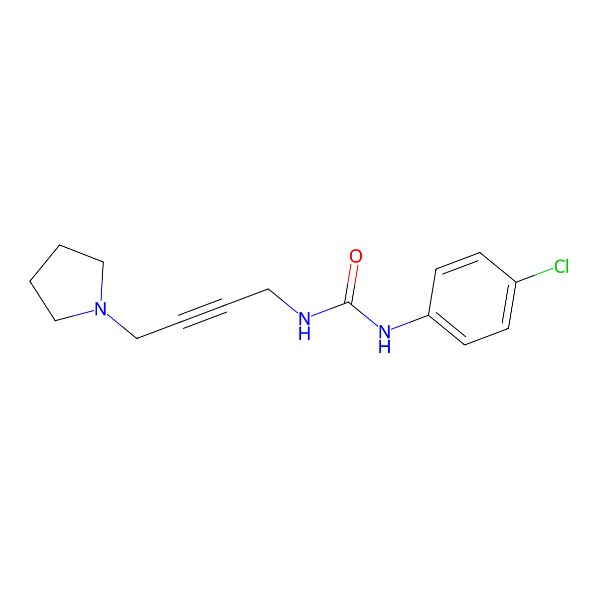 1-(4-Chlorophenyl)-3-[4-(pyrrolidin-1-yl)but-2-yn-1-yl]urea molecular structure, CAS 1396799-75-9