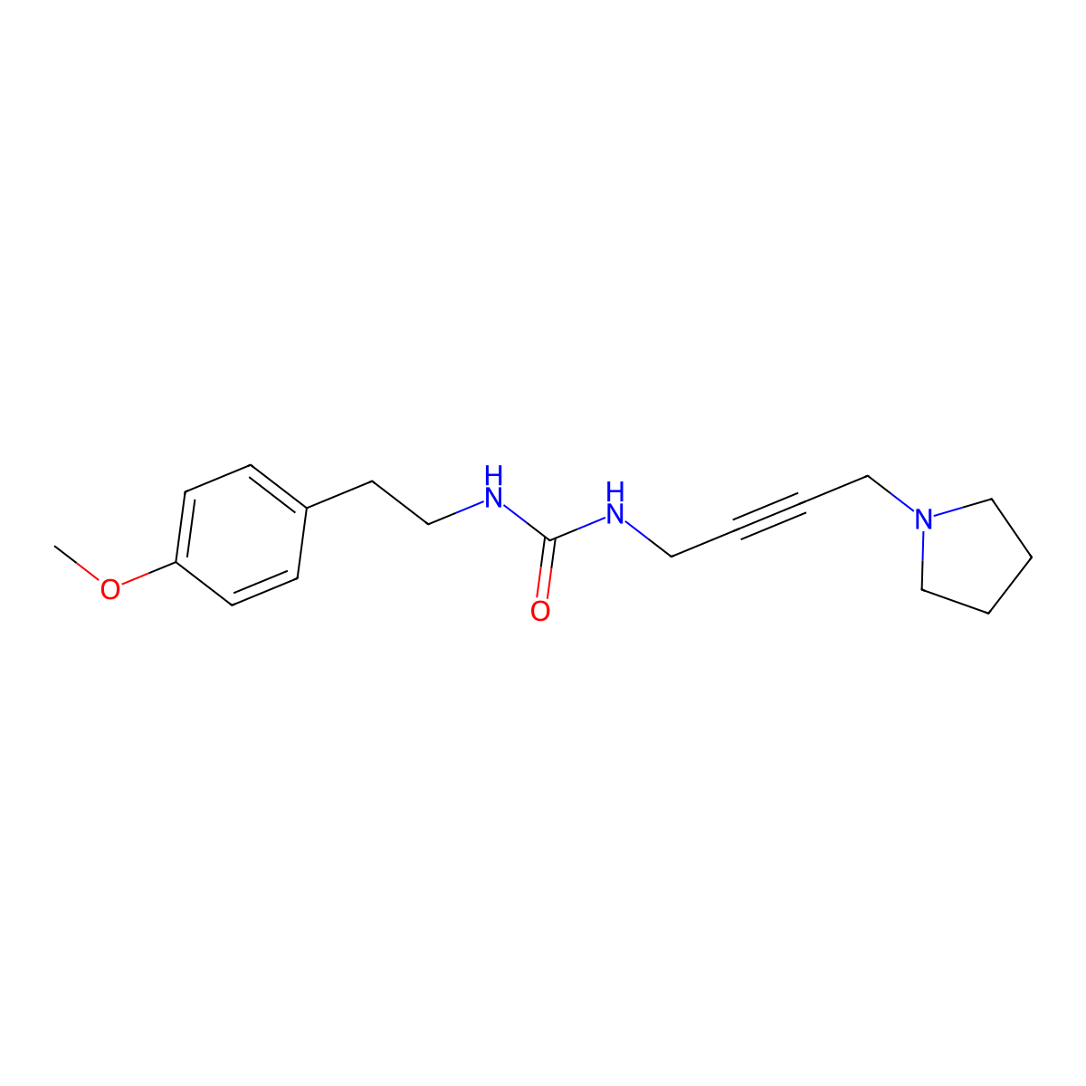 1-(4-Methoxyphenethyl)-3-(4-(pyrrolidin-1-yl)but-2-yn-1-yl)urea molecular structure, CAS 1396799-79-3
