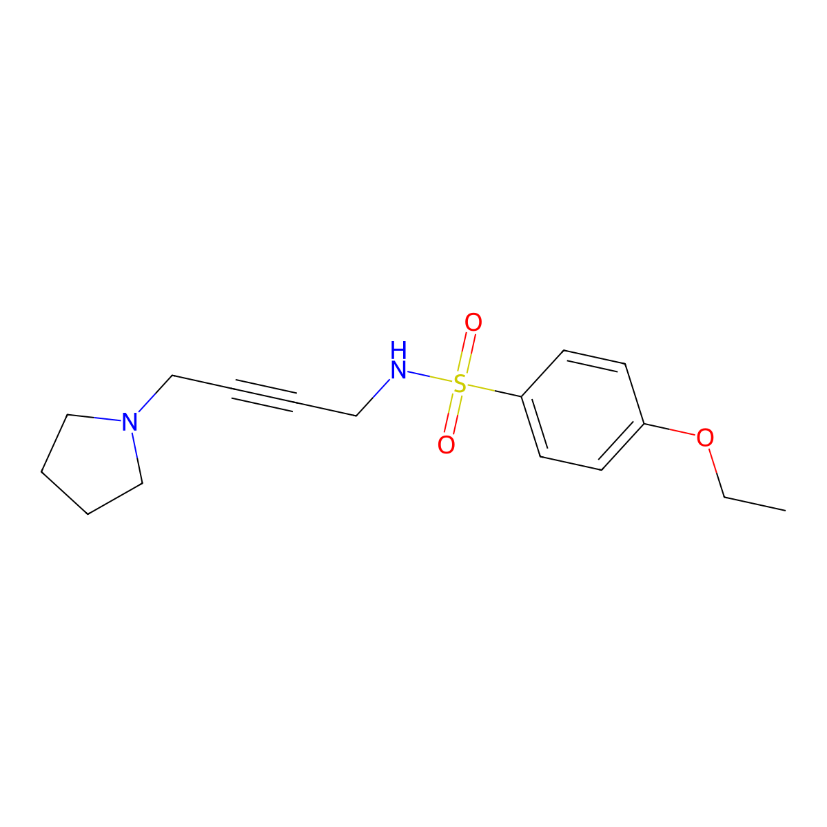 4-ethoxy-N-(4-(pyrrolidin-1-yl)but-2-yn-1-yl)benzenesulfonamide molecular structure, CAS 1396799-82-8