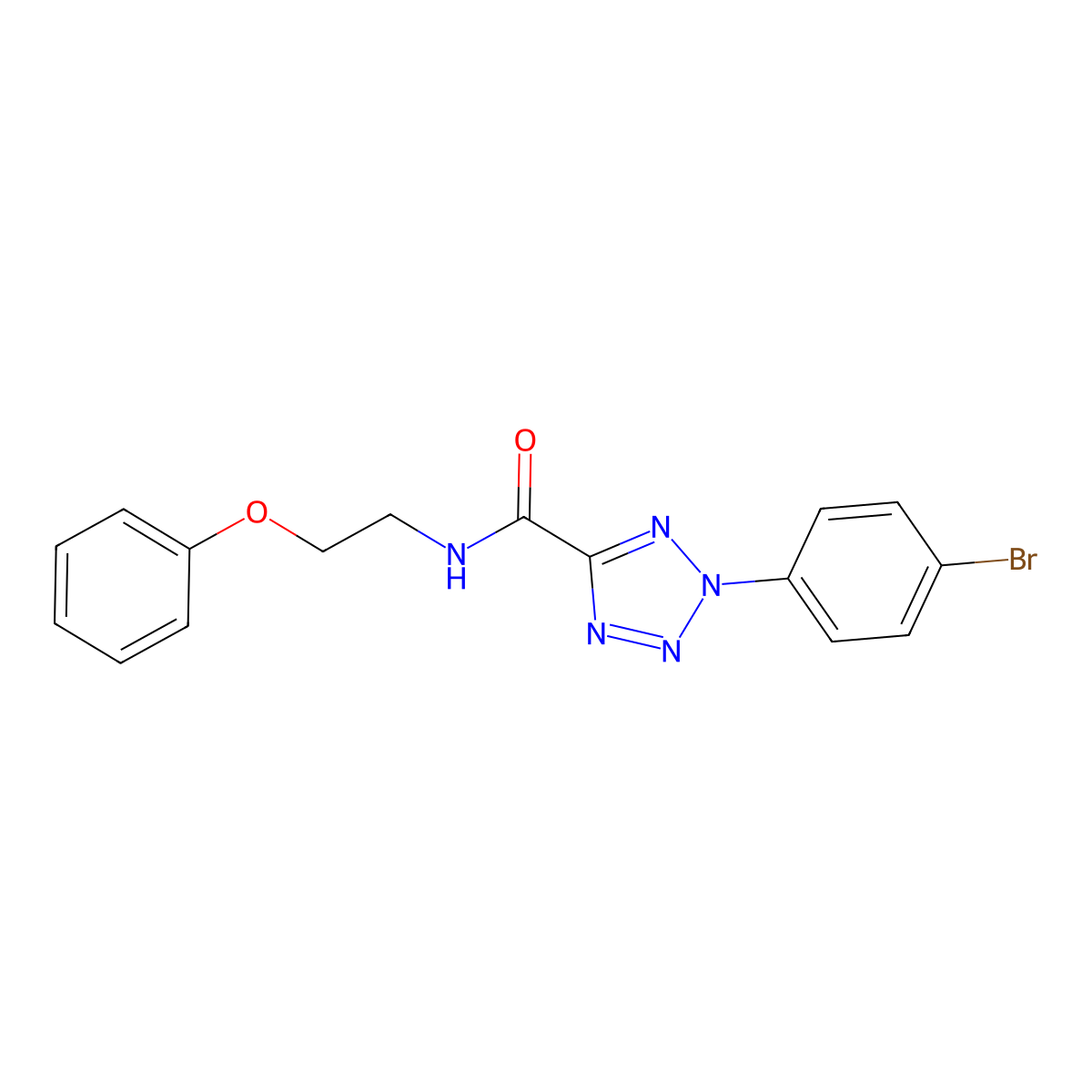 2-(4-bromophenyl)-N-(2-phenoxyethyl)-2H-tetrazole-5-carboxamide molecular structure, CAS 1396799-83-9
