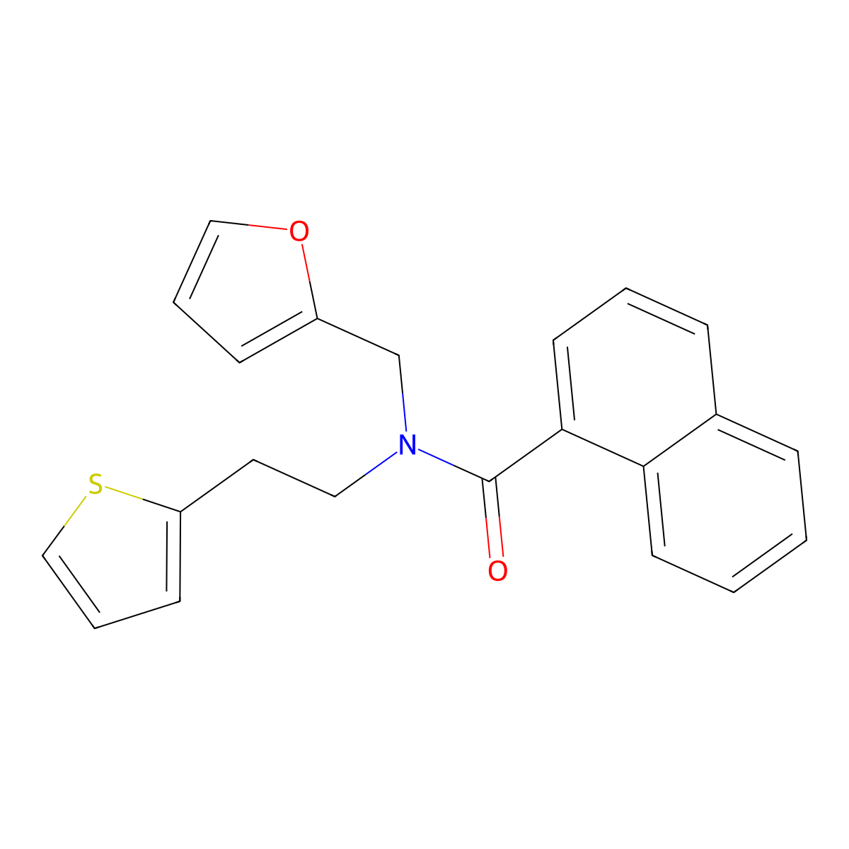 N-(furan-2-ylmethyl)-N-(2-(thiophen-2-yl)ethyl)-1-naphthamide molecular structure, CAS 1396799-84-0